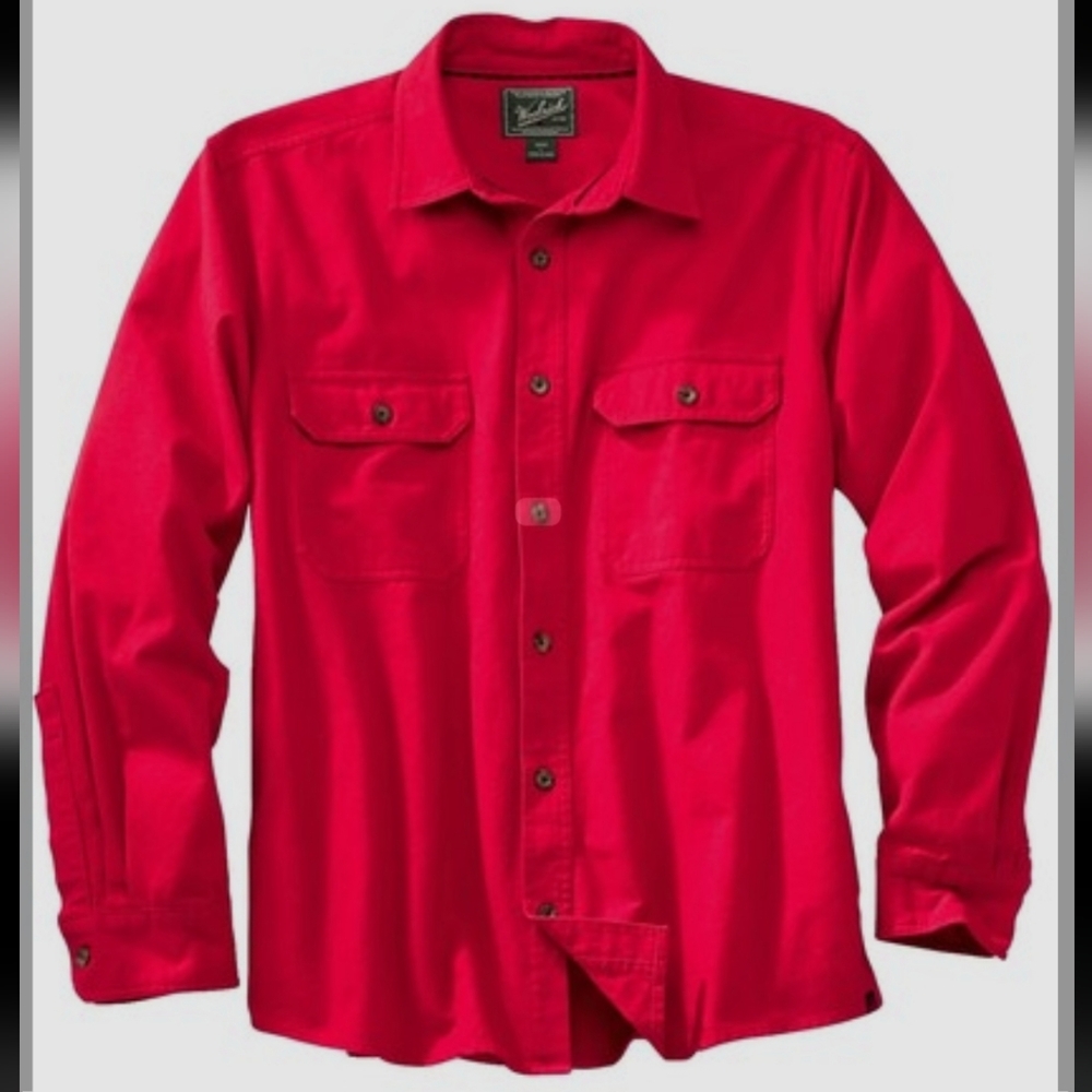 Woolrich Cloth Red Shirt Like Chamois Christmas Red Cotton Soft Button Down